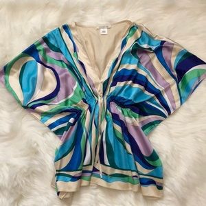 Arden B Multi Color Deep V Nexk Side Split Top
